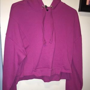 Long sleeve purple cropped hoodie